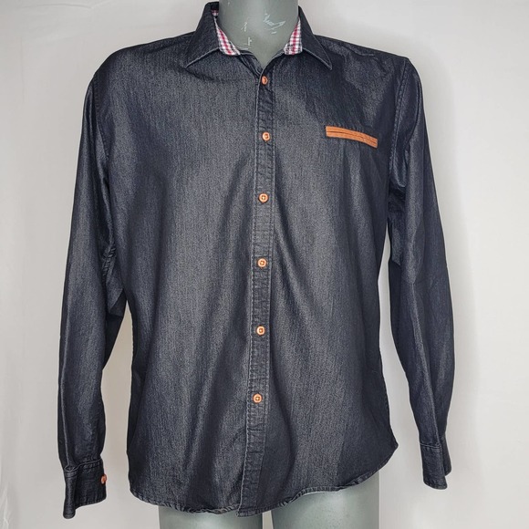 COOFANDY Other - EUC COOFANDY Men's Shirt Button Up Flip Cuff Checked Long Sleeve Black Large